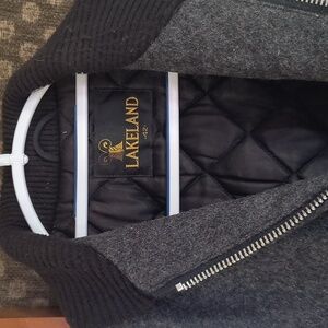 Lakeland Quilted Gray and Black Wool Jacket